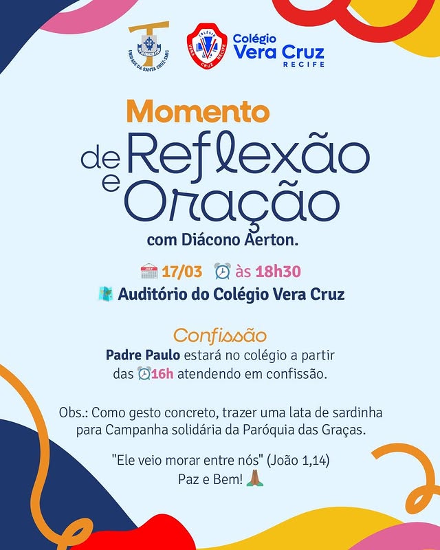 Momento de Reflexão e Oração com Diácono Aerton.
