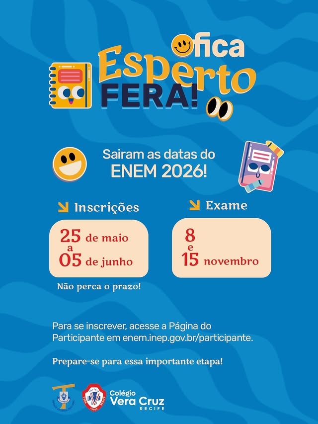 Fica esperto fera! Saíram as datas do ENEM 2026.